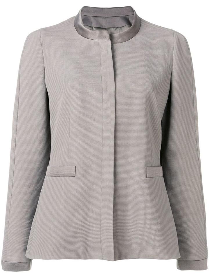 Giorgio Armani Round Neck Fitted Jacket - Grey