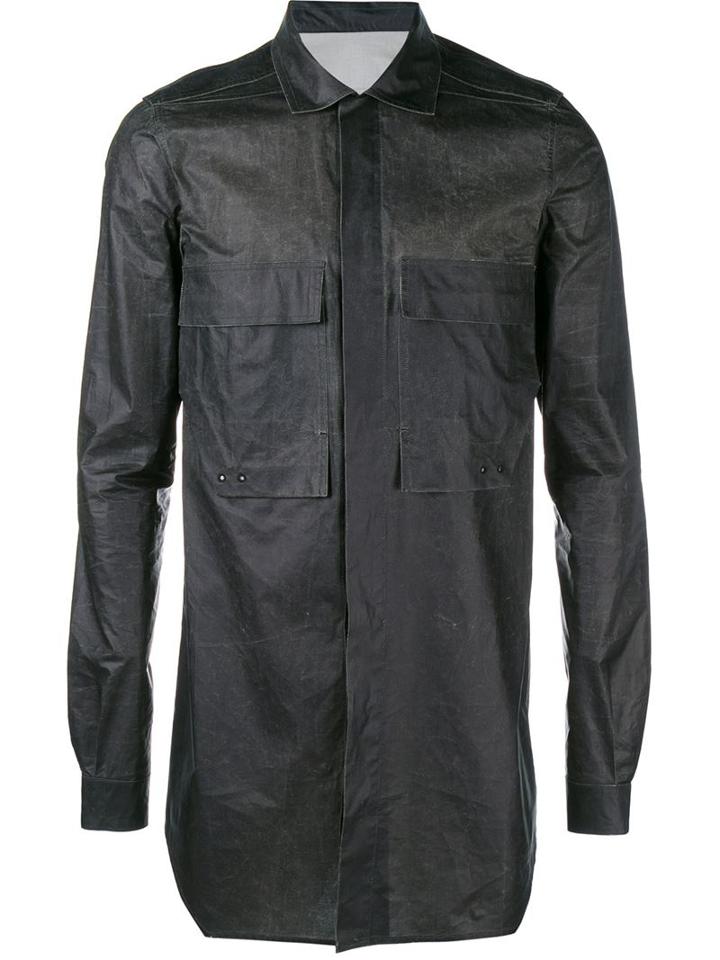 Rick Owens Cotton Overshirt, Men's, Size: 48, Black, Cotton
