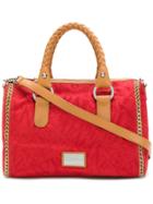 Armani Collezioni Woven Handle Bowling Tote - Red