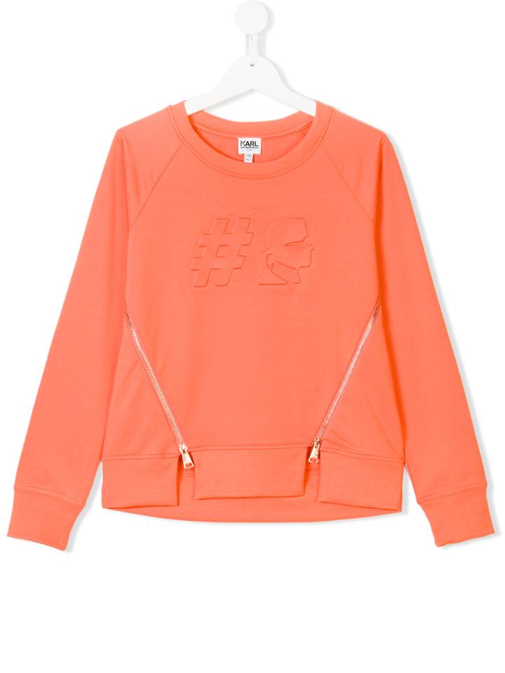 Karl Lagerfeld Kids Embossed Hashtag Zipped Sweatshirt - Yellow &