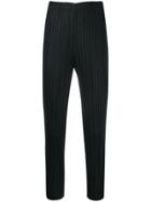 Pleats Please Issey Miyake Cropped Plissé Satin Trousers - Black