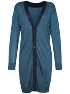 Des Prés Contrast Lapel Cardigan - Blue