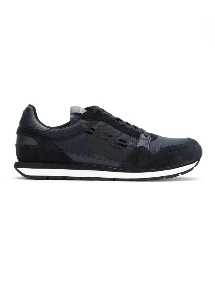 Emporio Armani Side Logo Detail Sneakers - Blue