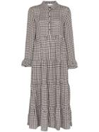 Ganni Gingham Long Sleeve Shirt Dress - Black