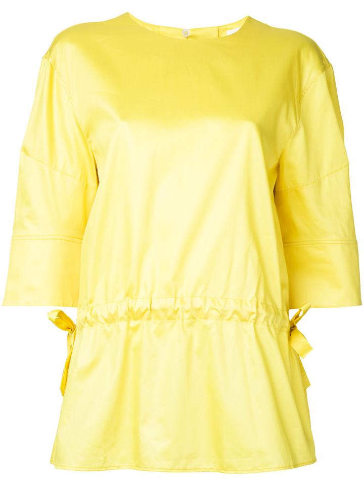 Jil Sander Gathered Blouse, Women's, Size: 36, Yellow/orange, Cotton
