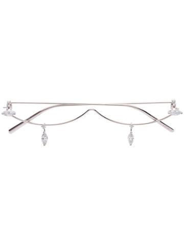 Yvmin Electronic Girl Crystal Jewellery Glasses - Silver