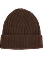 Warm-me Ribbed Knitted Beanie Hat - Brown