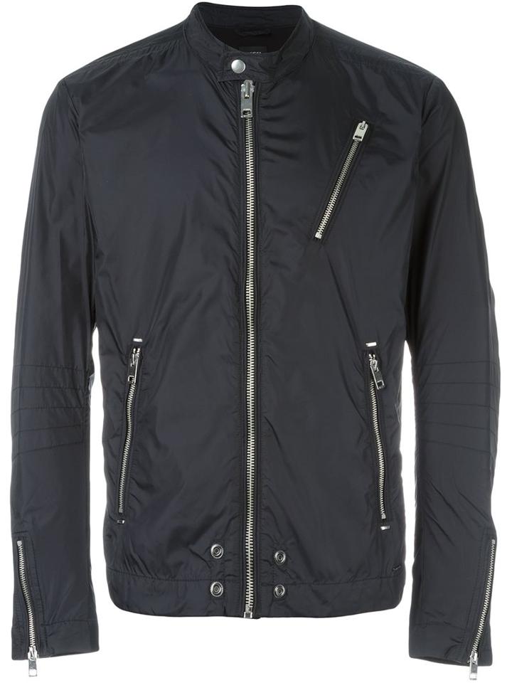 Diesel Zipped Bomber Jacket, Men's, Size: Small, Black, Polyester/polyamide