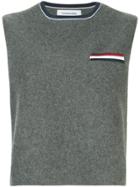 Thom Browne Logo Patch Sleeveless Sweater - Grey