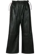 Mm6 Maison Margiela Cropped Faux Leather Trousers - Black