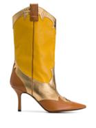 Marc Ellis Colour-block Pointed Boots - Yellow