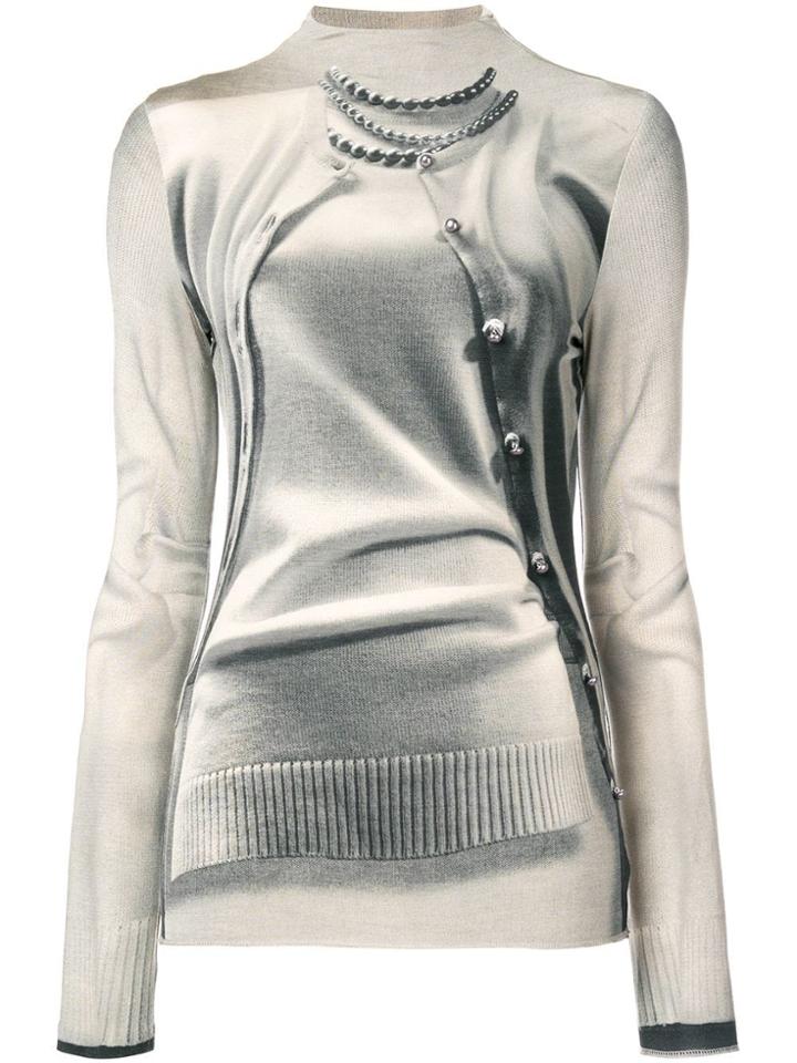 Jean Paul Gaultier Vintage Trompe L'oeil Turtle Neck Top - Nude &
