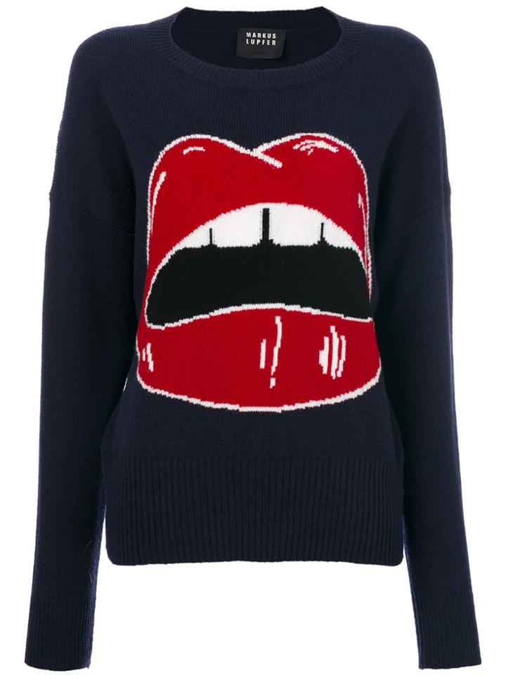 Markus Lupfer Intarsia Lip Jumper - Blue