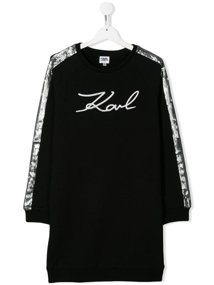 Karl Lagerfeld Kids Teen Logo Print Sweater Dress - Black