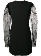 Saint Laurent Contrasting Sleeve Mini Dress - Black