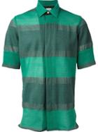 Paul Smith Striped Short Sleeve Shirt, Men's, Size: 41, Green, Cotton/polyamide