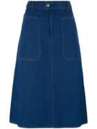 A.p.c. Flared Denim Skirt, Women's, Size: 38, Blue, Cotton