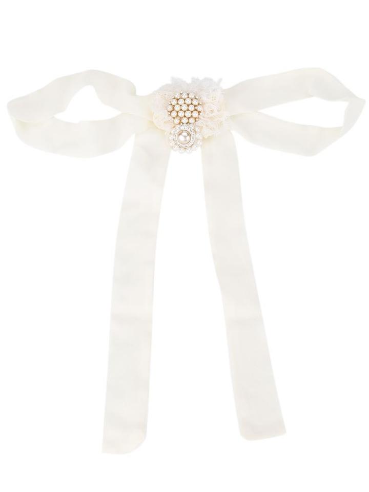 Martha Medeiros Bow Embellished Brooch, Women's, Yellow/orange, Silk/cotton