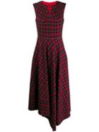 Talbot Runhof Tartan Print Long Dress - Red