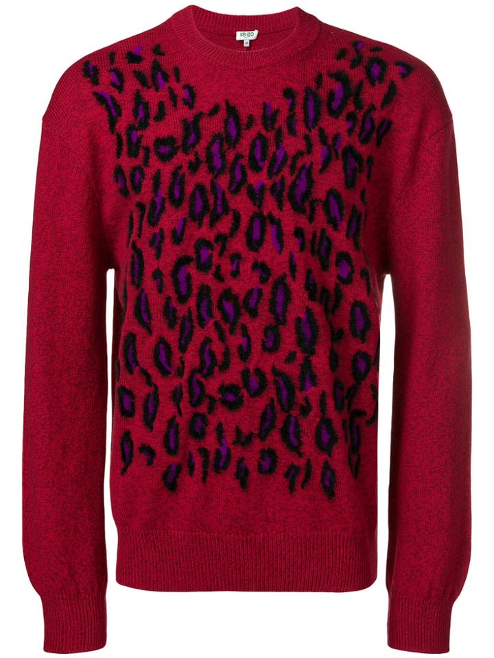 Kenzo Leopard Knit Sweater - Red