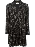 Saint Laurent Pleated Polka Dot Dress