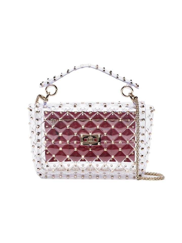 Valentino Transparent Rockstud Spike Medium Shoulder Bag - Nude &