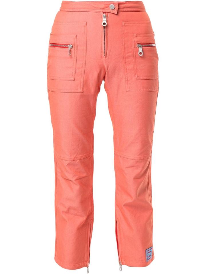 Chanel Pre-owned Sports Line Zipped Details Cropped Trousers - Orange