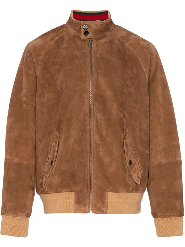 Gucci Web-collar Bomber Jacket - Brown