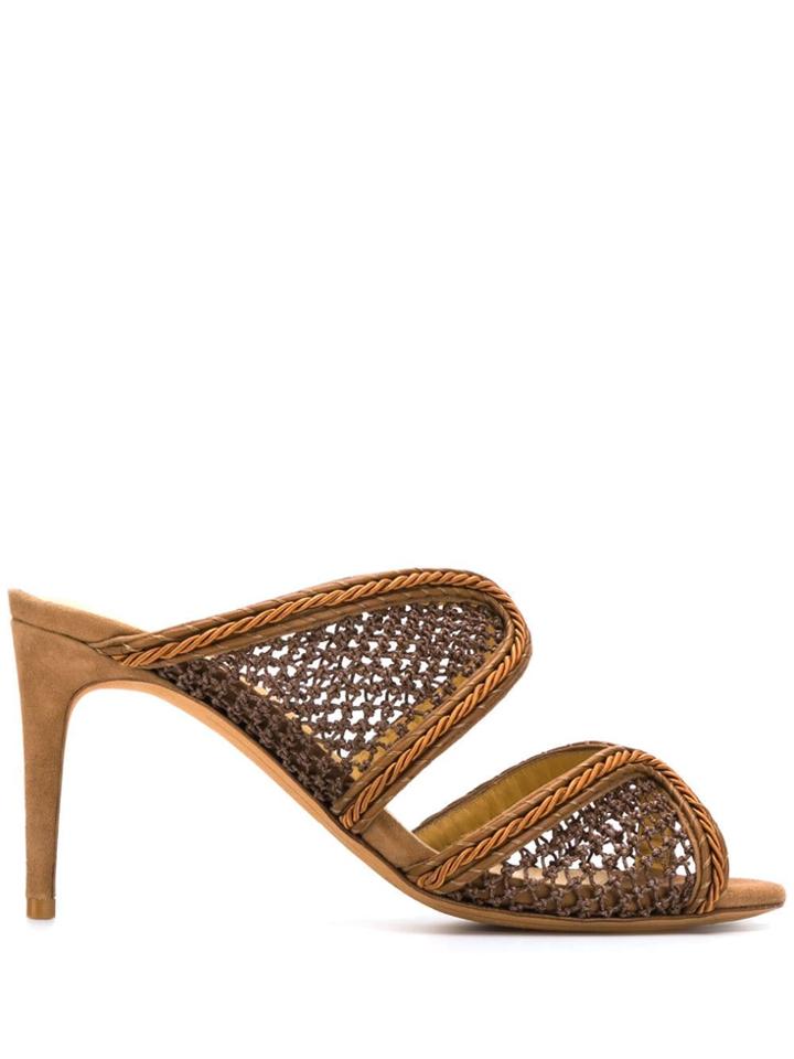 Alexandre Birman Straw Mules - Brown