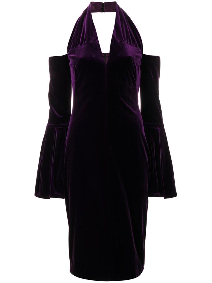 Tom Ford Halterneck Fitted Midi Dress - Pink & Purple