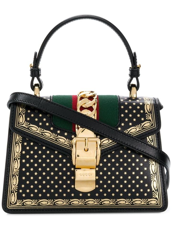 Gucci Sylvie Mini Moon & Stars Bag - Black