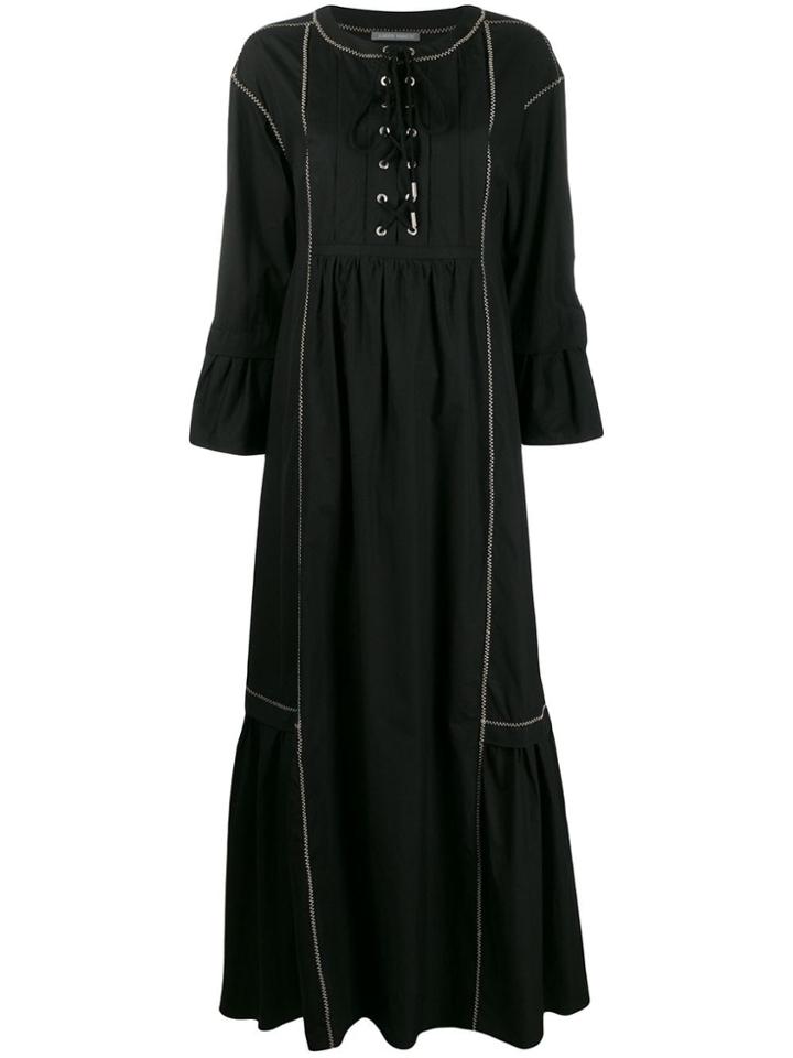 Alberta Ferretti Lace-up Flared Maxi Dress - Black