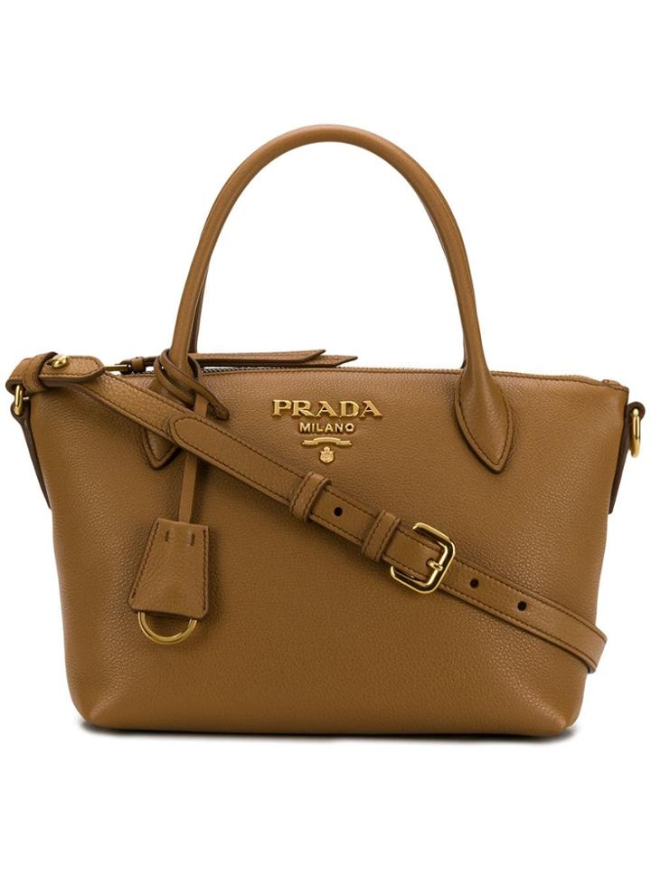 Prada Medium Zipped Tote - Brown