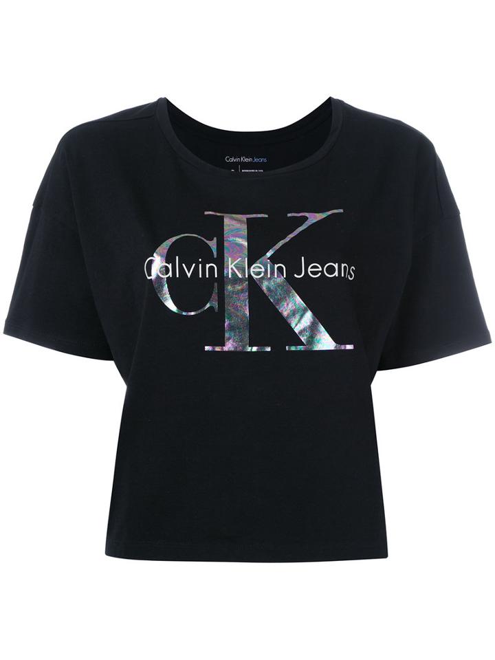 Calvin Klein Jeans - Logo Print T-shirt - Women - Cotton - Xs, Women's, Black, Cotton