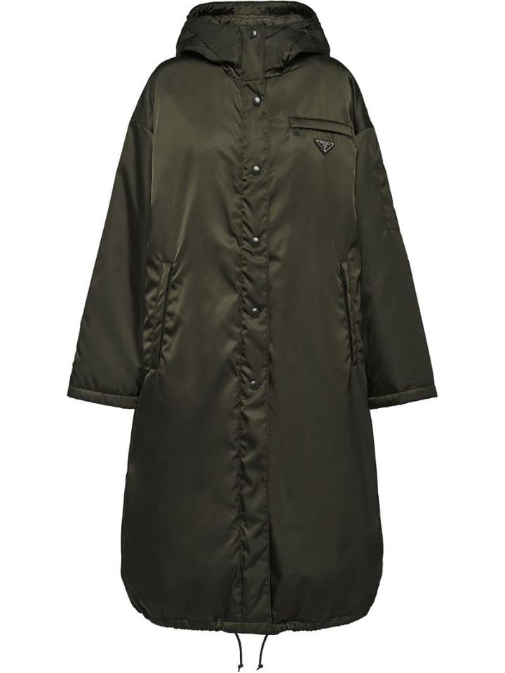 Prada Nylon Gabardine Puffer Coat - Green