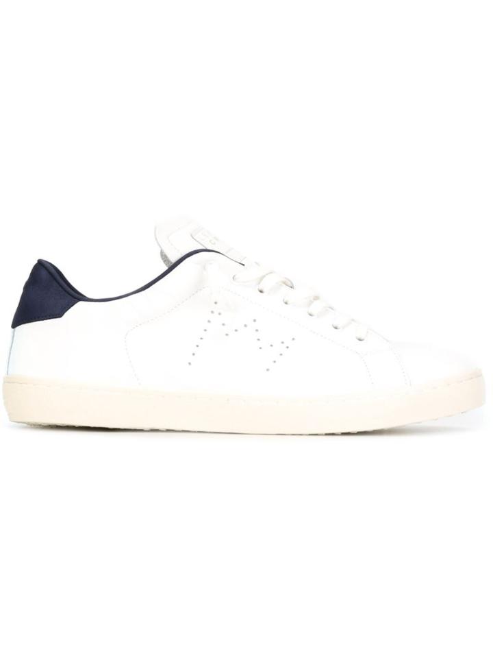 Leather Crown Lace-up Sneakers, Men's, Size: 45, White, Leather/cotton/rubber