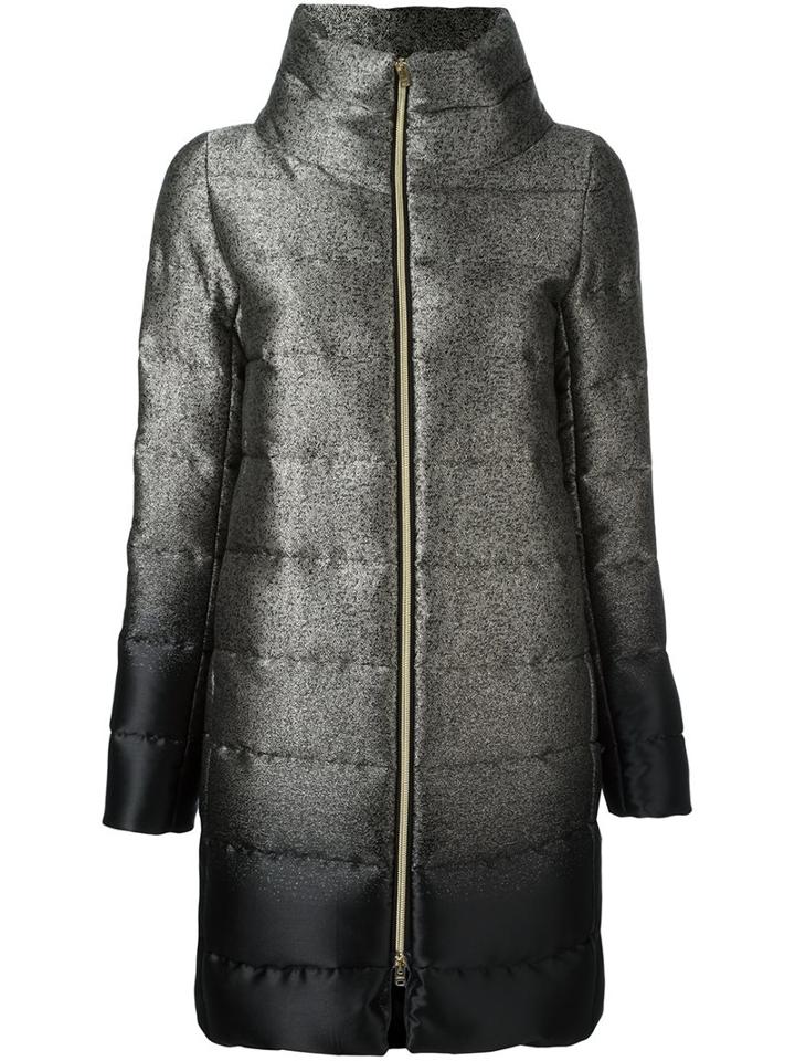 Herno Tweed Tonal Padded Coat, Women's, Size: 40, Black, Feather Down/polyamide/polyester