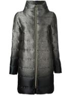 Herno Tweed Tonal Padded Coat, Women's, Size: 40, Black, Feather Down/polyamide/polyester