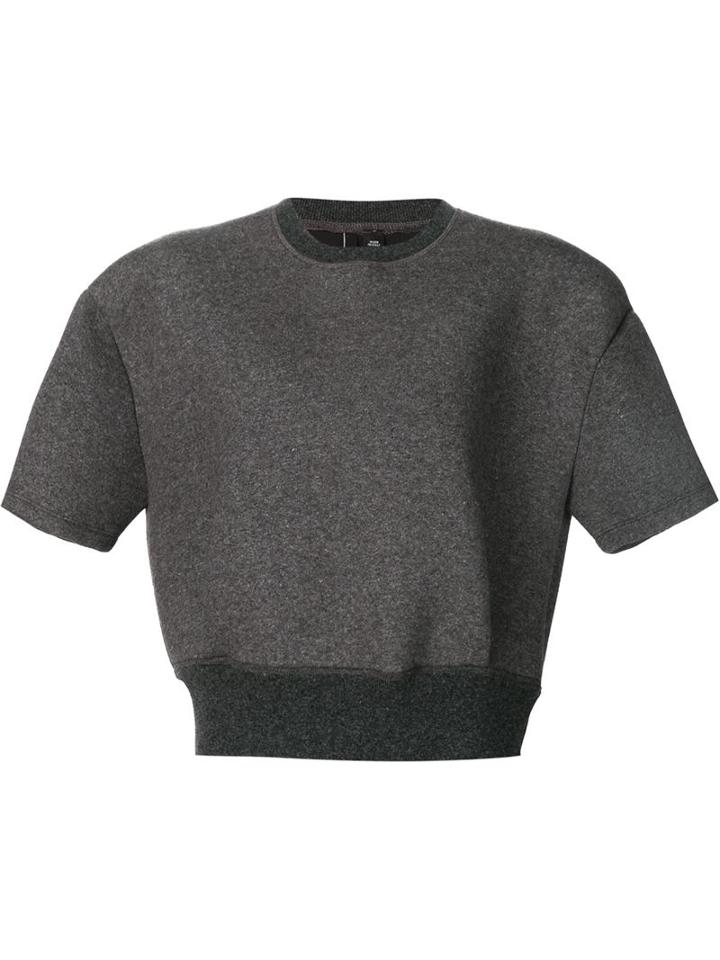 Neil Barrett Cropped Boxy Sweater, Women's, Size: Small, Grey, Polyamide/polyester/viscose/angora