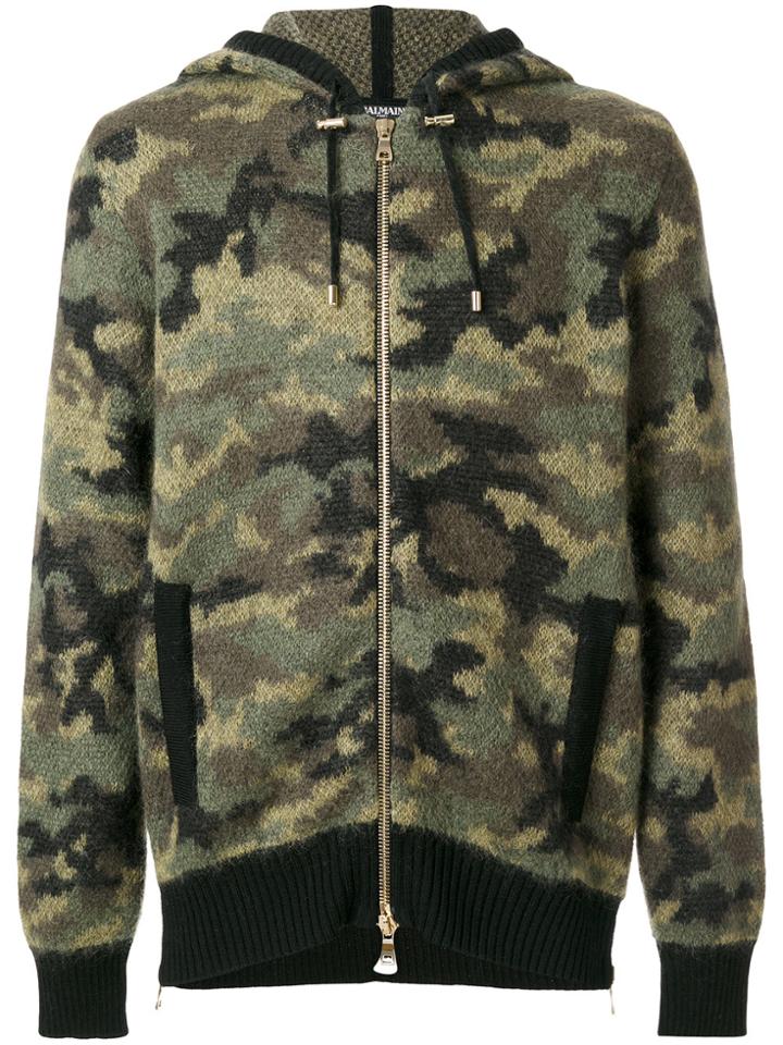 Balmain Camouflage Zipped Hoodie - Multicolour