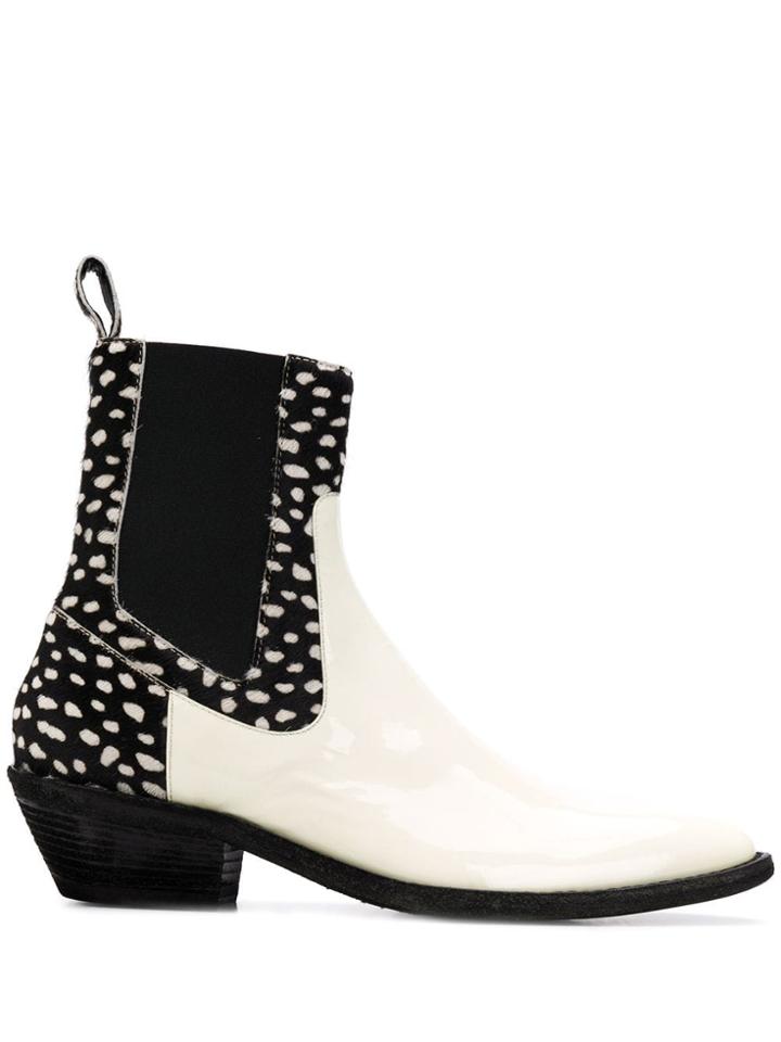 Haider Ackermann Spotted Western Boots - White