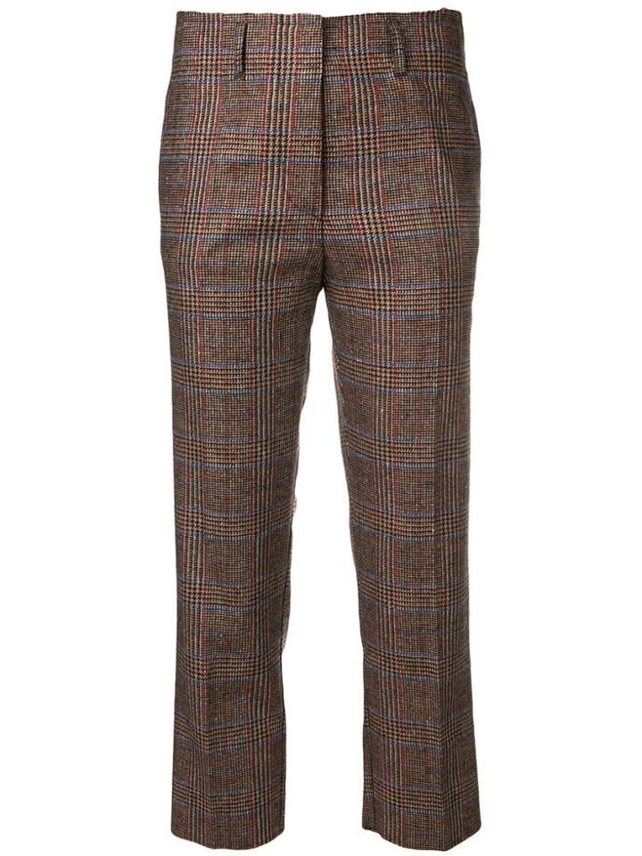 Pinko Plaid Cropped Trousers - Orange