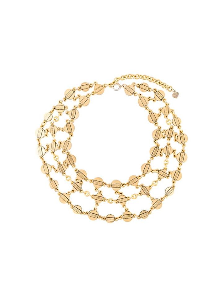 Moschino Vintage Embossed Logo Coin Necklace - Metallic