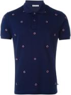 Moncler Monogram Embellished Polo Shirt, Men's, Size: Small, Blue, Cotton
