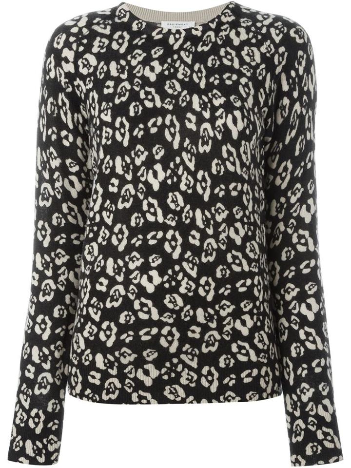 Equipment Leopard Print Jumper, Women's, Size: Small, Black, Cashmere
