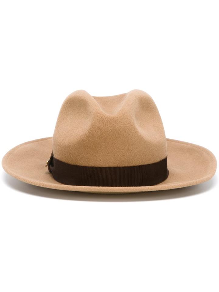 Dsquared2 Hatband Fedora, Women's, Size: Small, Brown, Cotton/viscose/rabbit Fur Felt