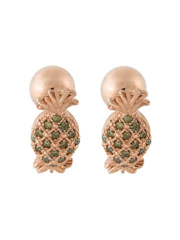 Begüm Khan Gemstone Embellished Pineapple Cufflinks - Metallic