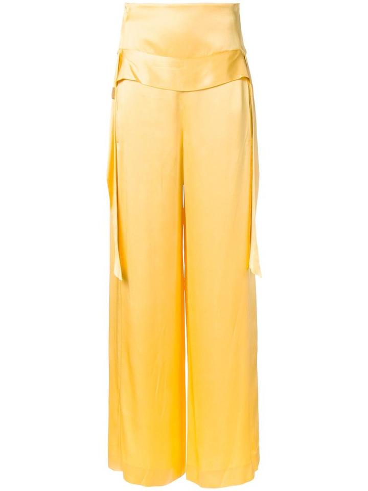 Kitx Wide-leg Trousers, Women's, Size: 12, Yellow/orange, Silk Satin