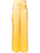 Kitx Wide-leg Trousers, Women's, Size: 12, Yellow/orange, Silk Satin