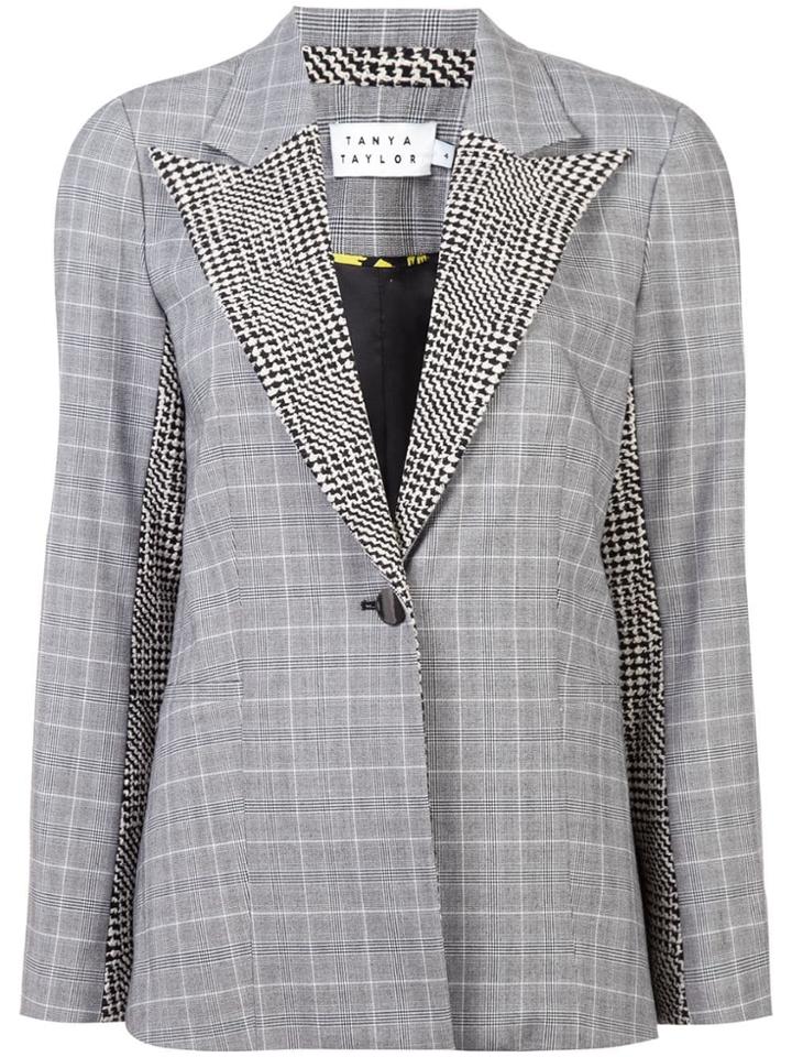 Tanya Taylor Glen Check Oversized Jacket - Grey